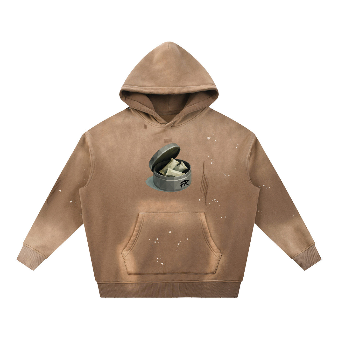 Snus Tub Washed Frayed Fleece Hoodie